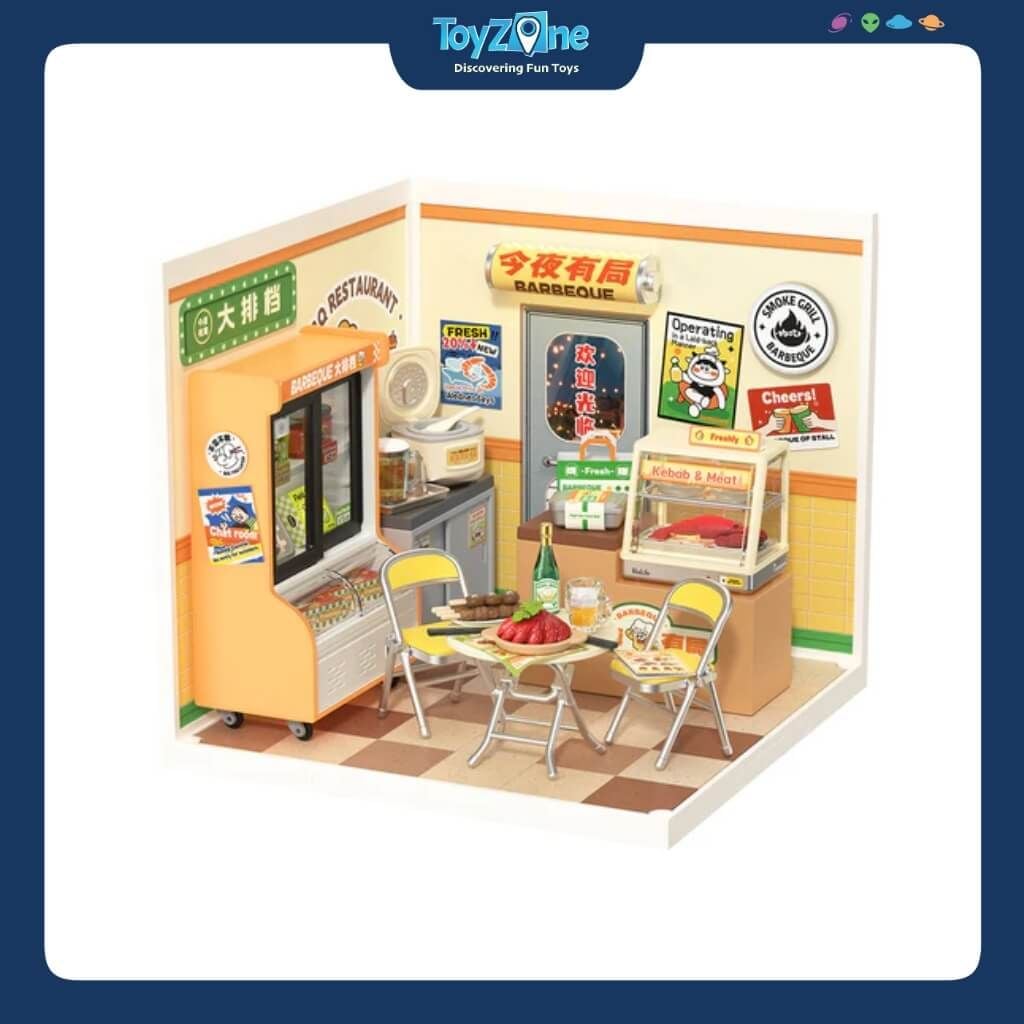 Mô hình lắp ráp nhà nhựa DIY Quầy Ẩm Thực Đêm Rolife Night Out Food Stall DW022 ROBOTIME