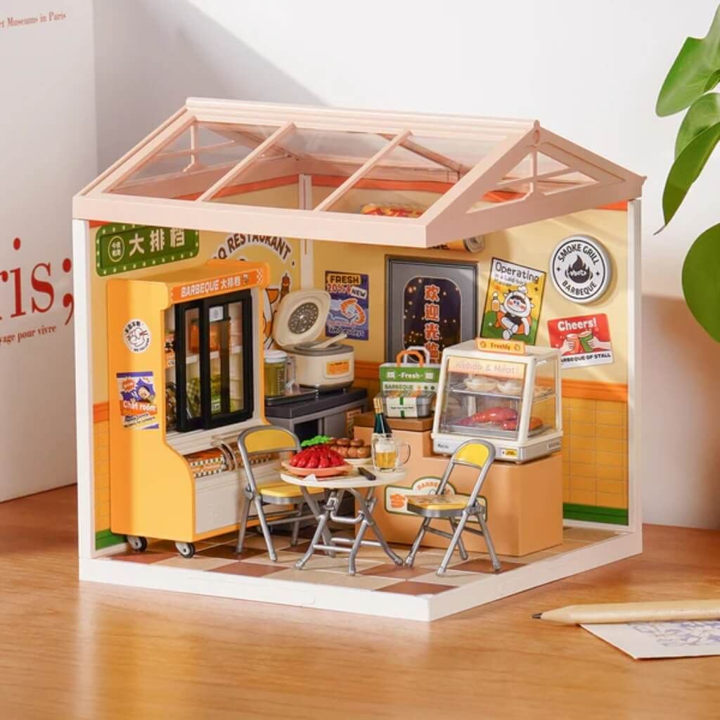 Mô hình lắp ráp nhà nhựa DIY Quầy Ẩm Thực Đêm Rolife Night Out Food Stall DW022 ROBOTIME