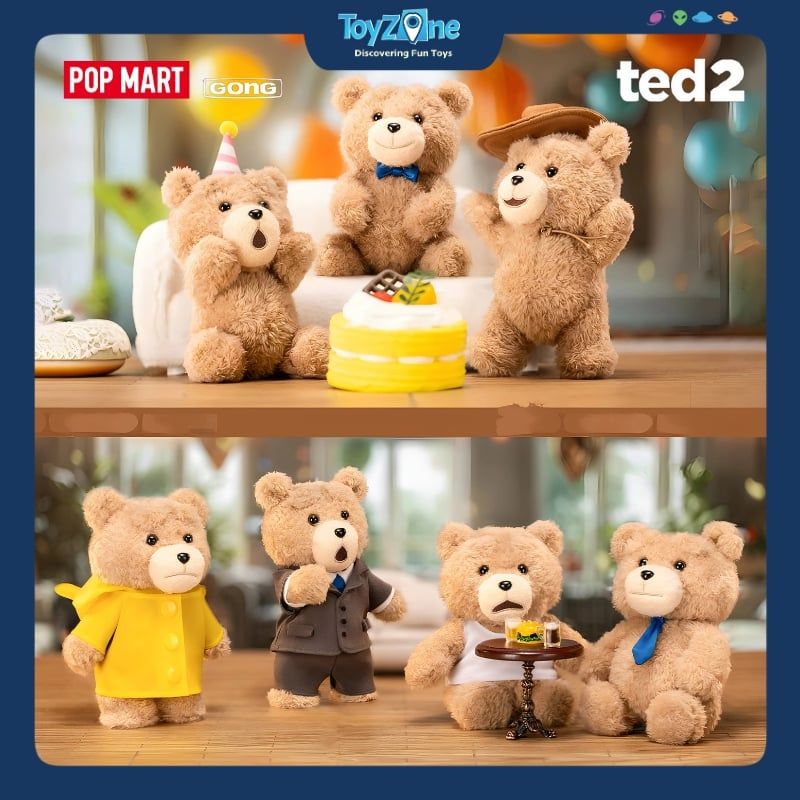 Mô hình Blind box Móc khoá Gấu bông Ted 2 Teddy Bear Action Plush Pendant POP MART