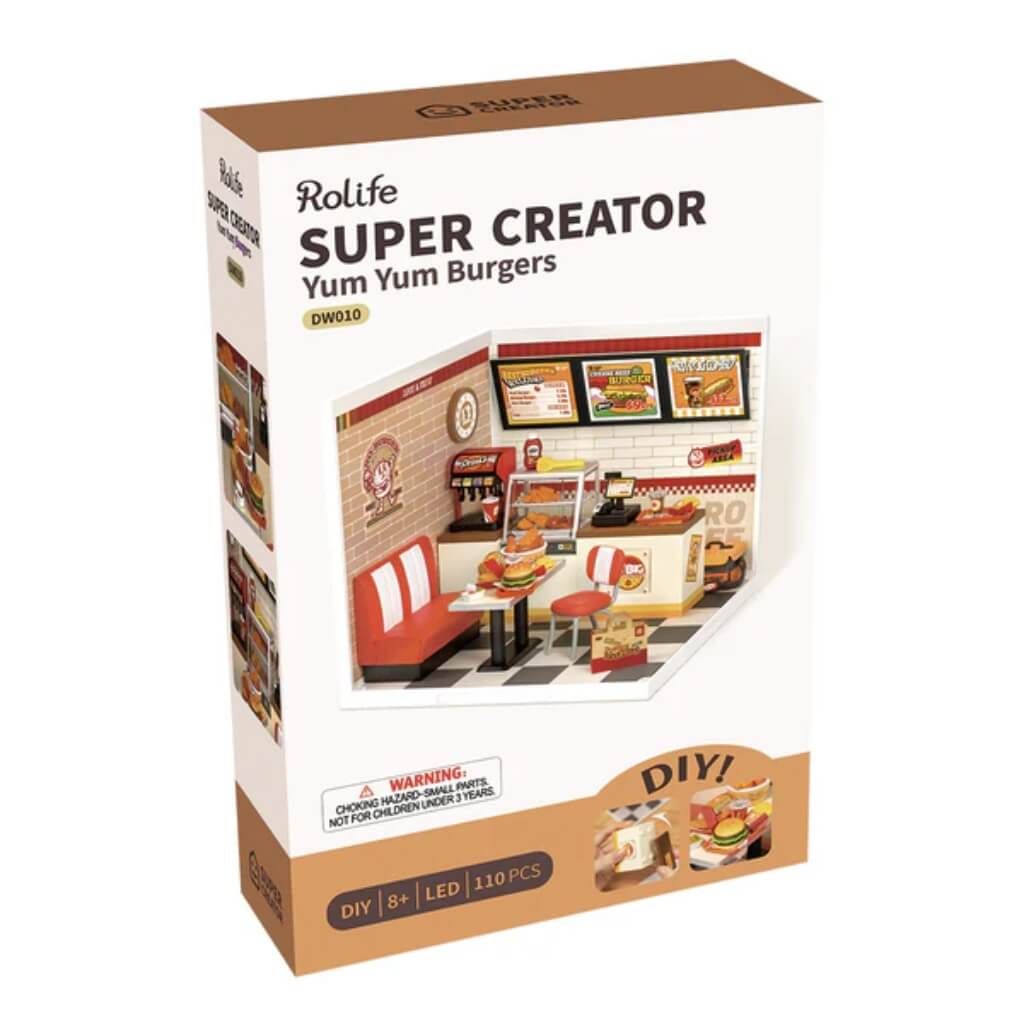 Mô hình lắp ráp nhà nhựa DIY Tiệm Hambuger Yum Yum Rolife Yum Yum Burger DW010 ROBOTIME