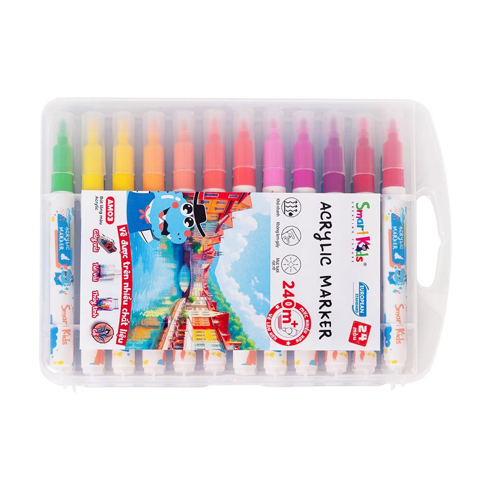 Bút lông Smartkids màu Acrylic 24 màu - AM03