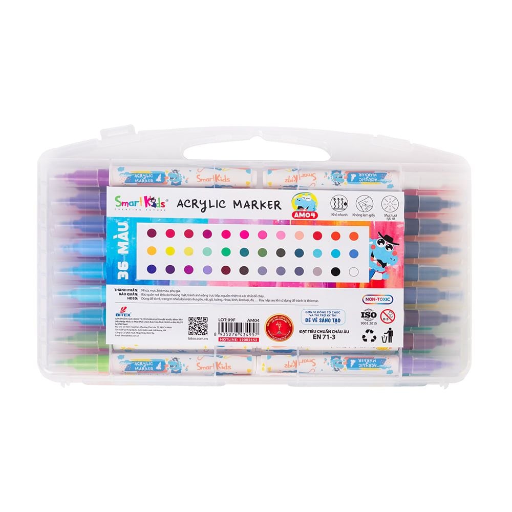 Bút lông Smartkids màu Acrylic 36 màu - AM04