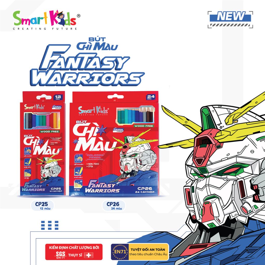 Bút chì màu Woodfree Fantasy Warriors - 12 màu / 24 màu - CP25 / CP26