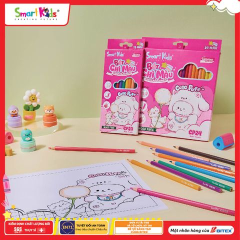 Bút chì màu Woodfree Coco Puff - 12 màu / 24 màu - CP23 / CP24