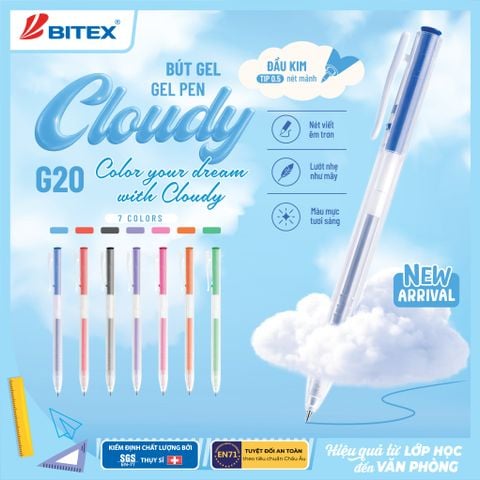 Bút gel Bitex Cloudy G20 ngòi 0.5mm mực xanh