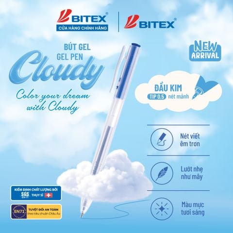 Bút gel Bitex Cloudy G20 ngòi 0.5mm mực xanh