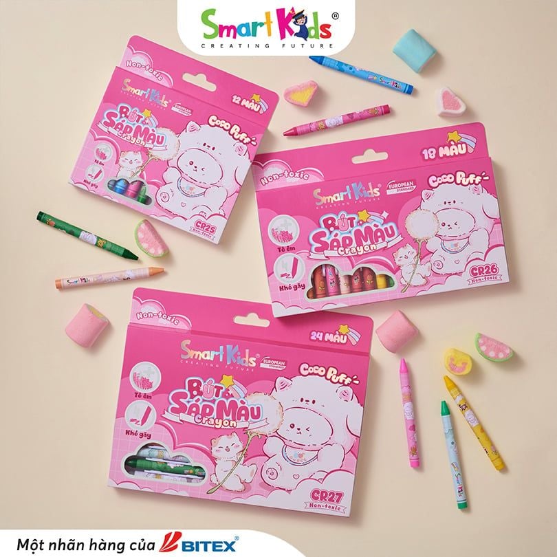 Sáp màu Smartkids Coco Puff 12/18/24/36 màu CR25 - CR26 - CR27 - CR31