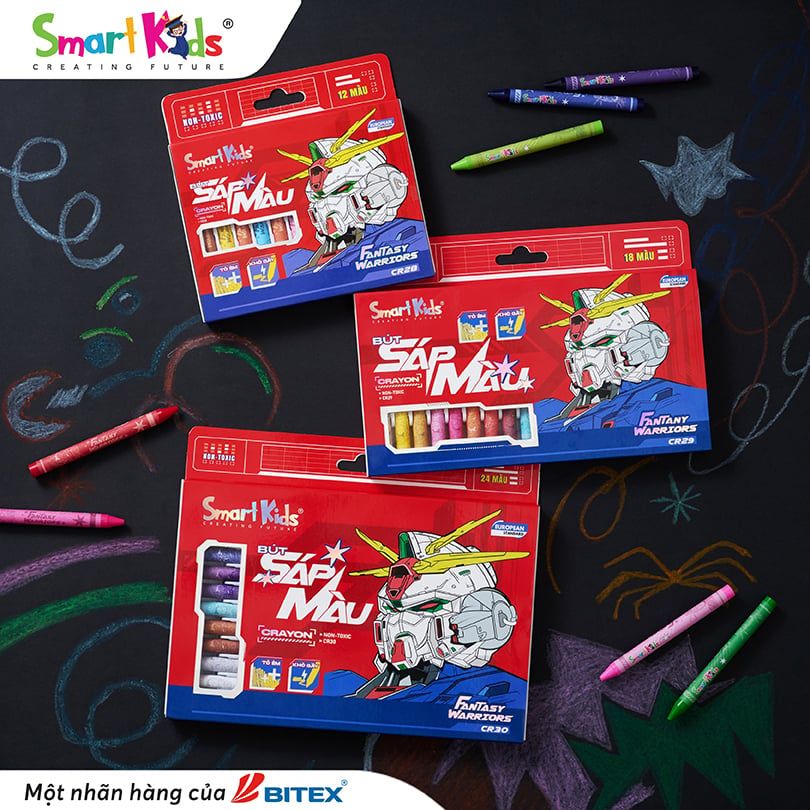 Sáp màu Smartkids Fantasy Warriors 12/18/24/36 màu CR28 - CR29 - CR30 - CR32