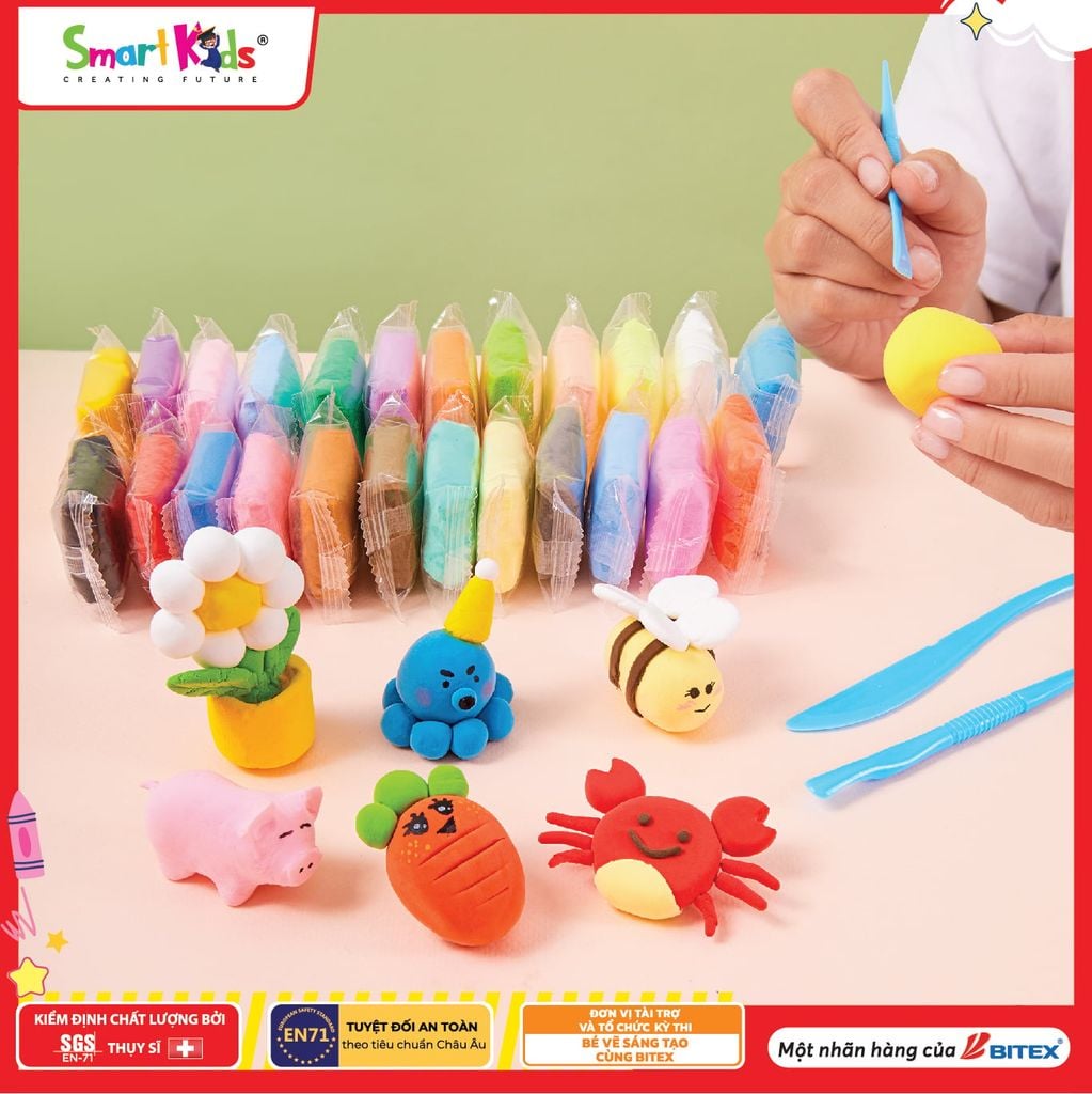 [Smartkids] Đất nặn siêu nhẹ không dính tay 12/24 màu