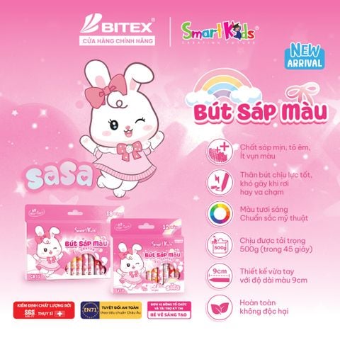Sáp màu Smartkids Sasa 12/18  màu CR34/CR35