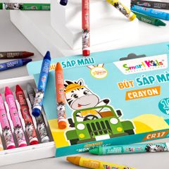 Sáp màu Smartkids Zebby CR16 dễ thương, thiết kế màu sắc tươi sáng từng màu bút.