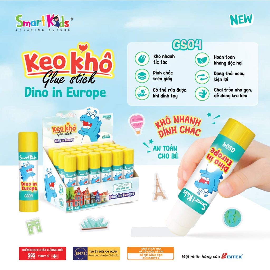[Smartkdis]Keo khô Smartkids Dino In Europe GS04