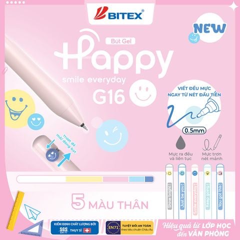 Bút gel Happy mực xanh G16 (0.5mm)