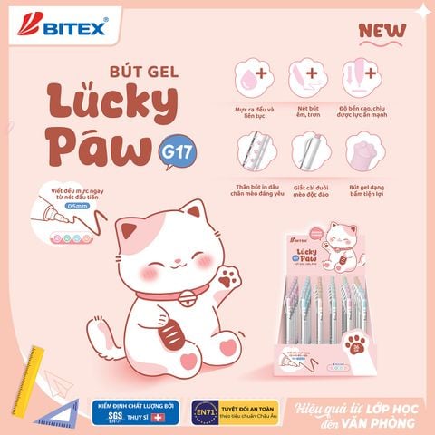 Bút gel Lucky Paw mực xanh G17 (0.5mm)