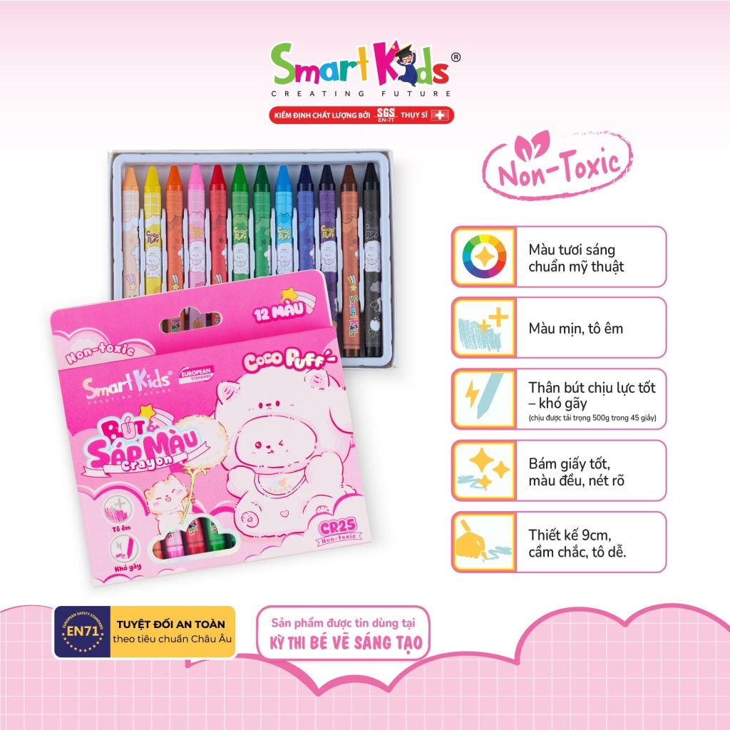 Sáp màu Smartkids Coco Puff 12/18/24/36 màu CR25 - CR26 - CR27 - CR31