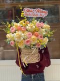 Giỏ hoa hồng vàng hồng | Sunny Blush G143