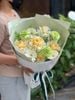 Bó hoa hồng vàng pastel mix cúc tana & cẩm chướng xanh – thanh mát & tinh tế G7