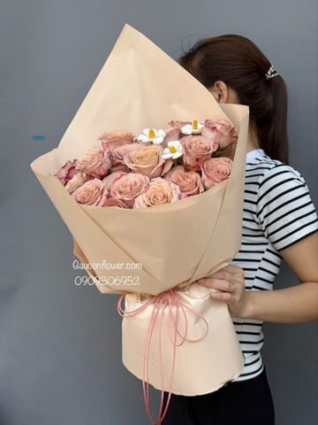 Bó hoa hồng cappuccino Hàn Quốc | Cappuccino Rose Bouquet G109