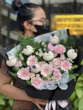 Bó hoa tốt nghiệp cúc ping pong | Graduation Bouquet tone hồng đen G103
