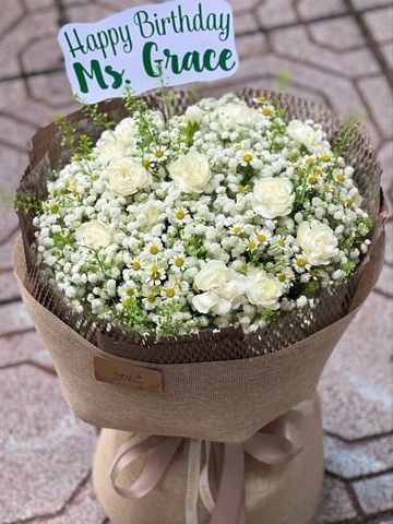 Bó Baby Trắng & Cẩm Chướng | Pure Grace