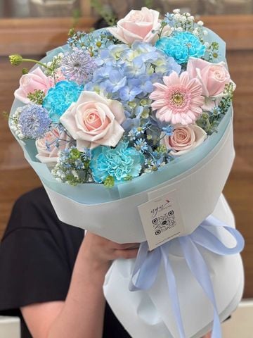 Bó Hoa Pastel Xanh Hồng | Blue Blush