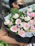 Bó hoa tốt nghiệp cúc ping pong | Graduation Bouquet tone hồng đen G103