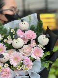 Bó hoa tốt nghiệp cúc ping pong | Graduation Bouquet tone hồng đen G103