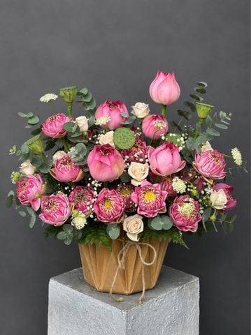 Giỏ sen hồng thanh nhã | Pink Lotus Garden G138