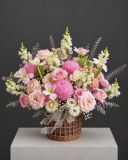 Giỏ hoa hồng pastel & cúc mẫu đơn hồng | Pink Grace G154