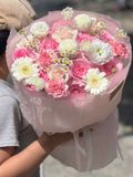 Bó Hoa Hồng Hồng & Cúc Mẫu Đơn Trắng | Pink Cloud
