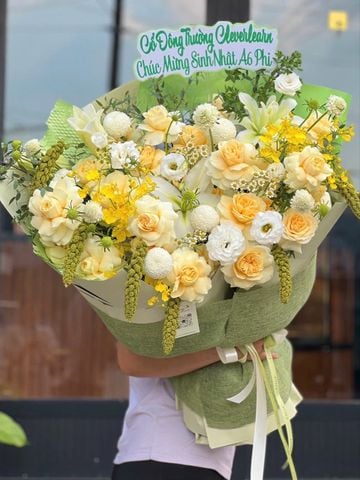 Bó hoa sinh nhật tone xanh kem | Cream Garden Bouquet G104