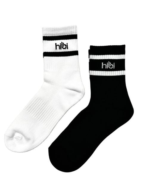  Tất thể thao Hibi Sports A022 Kiểu 2 vạch cổ cao có bo chun bàn chân, loại mỏng nhẹ thoải mái 