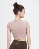  Áo Croptop Ngắn Tay Tập Yoga Gym Hibi Sports Cr814 Kiểu Basic, Kèm Mút Ngực 