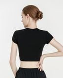  Áo Croptop Ngắn Tay Tập Yoga Gym Hibi Sports Cr814 Kiểu Basic, Kèm Mút Ngực 