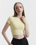  Áo Croptop Ngắn Tay Tập Yoga Gym Hibi Sports Cr814 Kiểu Basic, Kèm Mút Ngực 