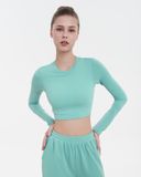  Áo Tập Yoga Gym Hibi Sports CR832 Kiểu Tay Dài Cổ Tròn, Kèm Mút Ngực 