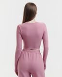  Áo Tập Yoga Gym Hibi Sports CR832 Kiểu Tay Dài Cổ Tròn, Kèm Mút Ngực 