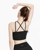  Áo croptop tập Yoga Gym Hibi Sports CR838, kiểu 4 dây đan vải thun gân, kèm mút ngực 