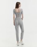  Áo croptop tập Yoga Hibi Sports CR847 kiểu tay lửng phối 2 dây cách điệu, kèm mút ngực 