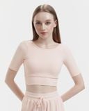  Áo croptop tập Yoga Hibi Sports CR847 kiểu tay lửng phối 2 dây cách điệu, kèm mút ngực 