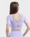  Áo croptop tập Yoga Hibi Sports CR847 kiểu tay lửng phối 2 dây cách điệu, kèm mút ngực 
