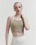  Áo croptop tập Yoga Gym Hibi Sports CR848 kiểu cổ yếm viền trắng vải thun gân, kèm mút ngực 