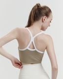  Áo croptop tập Yoga Gym Hibi Sports CR848 kiểu cổ yếm viền trắng vải thun gân, kèm mút ngực 
