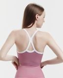  Áo croptop tập Yoga Gym Hibi Sports CR848 kiểu cổ yếm viền trắng vải thun gân, kèm mút ngực 