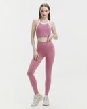  Áo croptop tập Yoga Gym Hibi Sports CR848 kiểu cổ yếm viền trắng vải thun gân, kèm mút ngực 