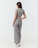  Áo croptop tập Yoga Gym Luxury Hibi Sports CR852 kiểu cổ tròn có đường phối, chất vải Rib cao cấp, kèm mút ngực 