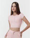  Áo croptop tập Yoga Gym Luxury Hibi Sports CR852 kiểu cổ tròn có đường phối, chất vải Rib cao cấp, kèm mút ngực 