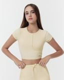  Áo croptop tập Yoga Gym Luxury Hibi Sports CR852 kiểu cổ tròn có đường phối, chất vải Rib cao cấp, kèm mút ngực 