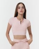  Áo croptop tập Yoga Gym Luxury Hibi Sports CR853 kiểu cổ tròn xẻ V, chất vải Rib cao cấp, kèm mút ngực 