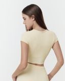  Áo croptop tập Yoga Gym Luxury Hibi Sports CR853 kiểu cổ tròn xẻ V, chất vải Rib cao cấp, kèm mút ngực 